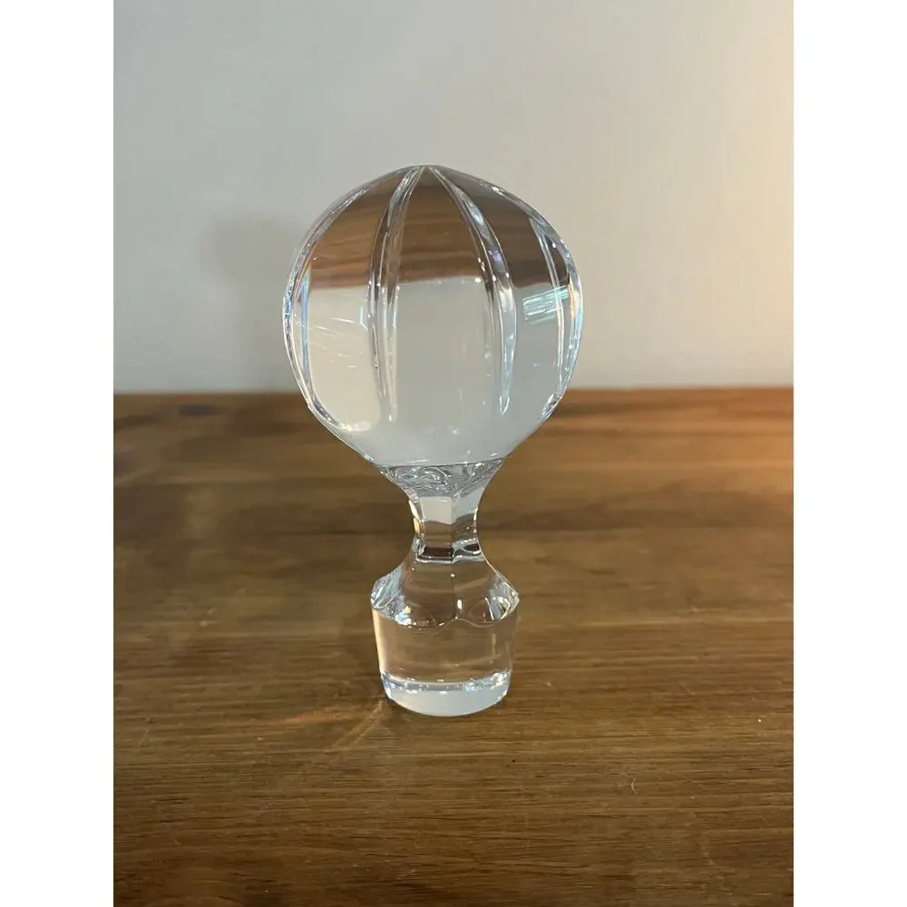 Vtg European Cut‎ Crystal Decanter w/ Globe Stopper Mid-Century Barware Elegant